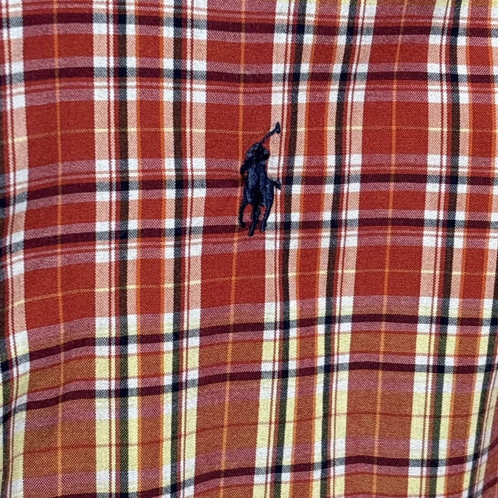 Polo Ralph Lauren Shirt Boys Size Medium 12/14 Plaid SS Button‎ Up Blue Pony